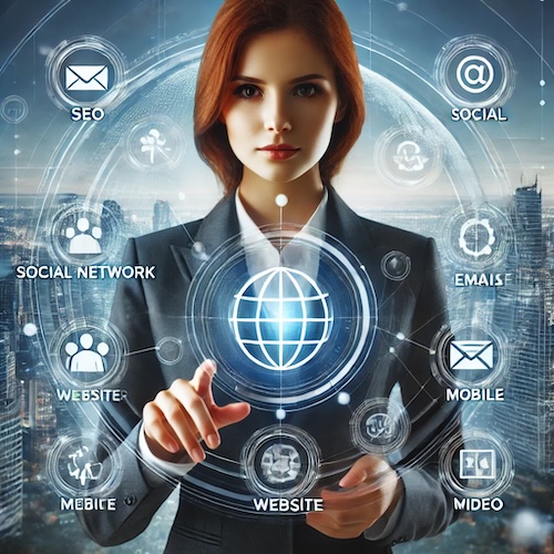 A-professional-businesswoman-in-a-suit-interacting-with-a-virtual-interface-showing-various-digital-marketing-elements-like-SEO-social-network-emai (2)